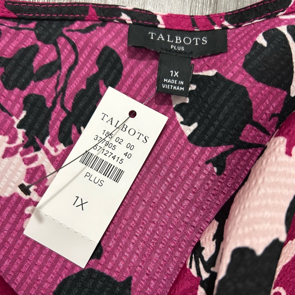 Talbots Satin Cowl-Neck Shell Silhouette Roses - Picture 9 of 10